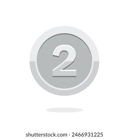 First place. Second place. Third place. Silver medal. Coin icon. Money symbol. Bank payment symbol. Silver coin. Achievement badge. Reward badge. Tokens with numbers. 1st, 2nd, 3rd places award
