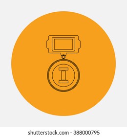 First Place. Simple Flat Icon On Orange Circle