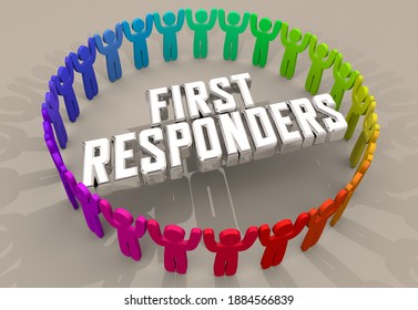 First Responders Emergency Workers People Circle 3d Illustration