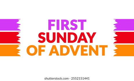 First Sunday of Advent text with side lines on a White background. Which is observed every year in December to celebrate First Sunday of Advent. - Powered by Shutterstock