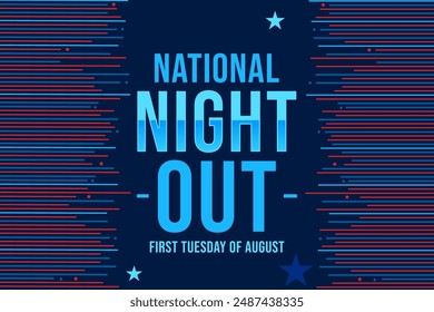 First Tuesday of August is observed as National Night Out in the United States of America, background design with patriotic shapes and text - Powered by Shutterstock