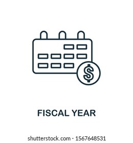 Fiscal Year Icon Outline Style. Thin Line Creative Fiscal Year Icon For Logo, Graphic Design And More.