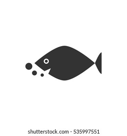 Fish icon flat. Grey symbol illustration isolated on white background