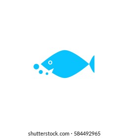 Fish icon flat. Simple blue pictogram on white background. Illustration symbol