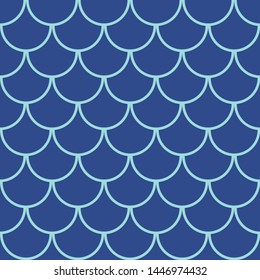 Fish scales seamless pattern, blue marine background, illustration