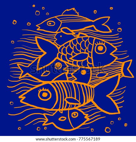 Fish and sea scetch