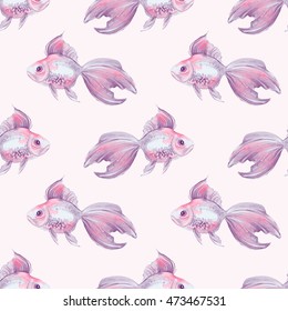 Fish. Seamless pattern. Hand drawn background