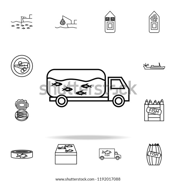 fish truck icon. fish production icons universal\
set for web and\
mobile