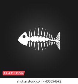 Vektor Stok Fishbone Simple Flat White Vector Pictogram Tanpa Royalti Shutterstock