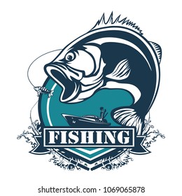 Fishing Bass Logo Bass Fish Rod Stock Vector (Royalty Free) 1135486841 ...