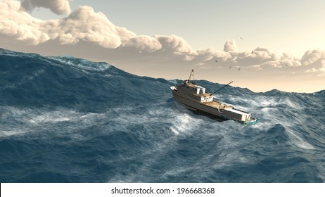 fishing boat giant wave storm rogue wave