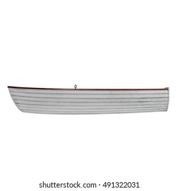 Fishing Boat Isolated On White. Side View. 3D Illustration