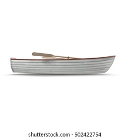 Fishing Boat Isolated On White. Side View. 3D Illustration