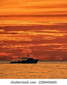 Fishing Boat At Sunrise, Chesapeake Bay, Illustration 