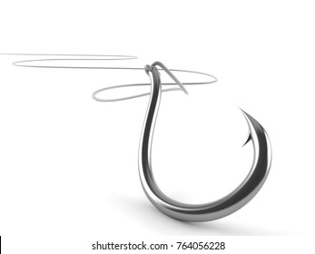 Fishing hook isolated on white background. 3d illustration