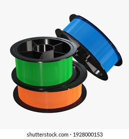 Fishing line with spool 3D rendering isolated on white background