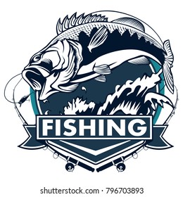 Fish Mountain Logo Outdoor Blue Orange Stock Vector (Royalty Free ...