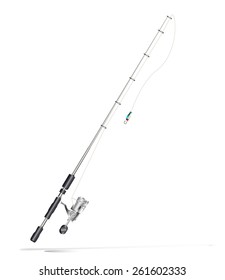 Fishing Rod On White