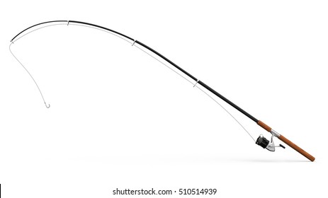 Fishing rod on white background 3D rendering