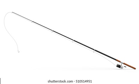 Fishing Rod On White Background 3D Rendering