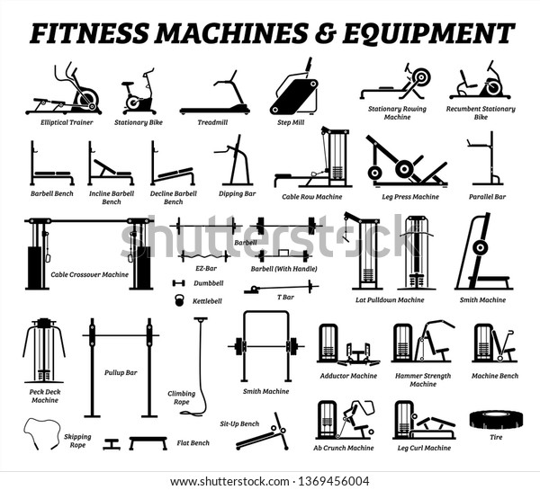 Fitness Cardio Muscle Building Machines Equipments のイラスト素材