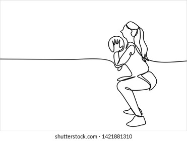 Fitness Girl Continuous Line Drawing Stock Illustration 1421881310 ...