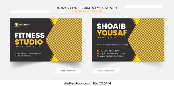 Fitness and Gym Trainer Business Card Template Design for Fitness Club Or fitness Studio - Powered by Shutterstock