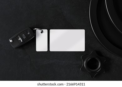 Fitness Plastic Card With Key Tag Mockup. 3D Rendering