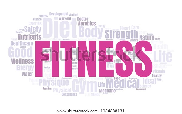 Fitness Word Cloud Raster Collage Made Stock Illustration 1064688131