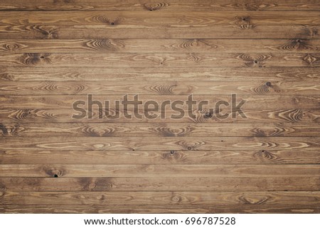 Fitted wooden worktop surface. Empty kitchen wooden table space platform.