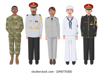 Five American Soldiers in Uniform. May be used for Memorial Day, Veterans Day, Independence Day Events. Material for Poster, Banner, Website. - Powered by Shutterstock