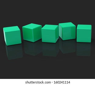Five Blank Blocks Showing Copyspace For 5 Letter Word