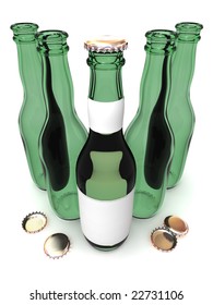 Five botles of beer. 3d
