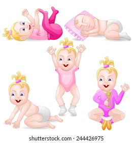 Five Cartoon Baby Girls Stock Illustration 244426975 | Shutterstock