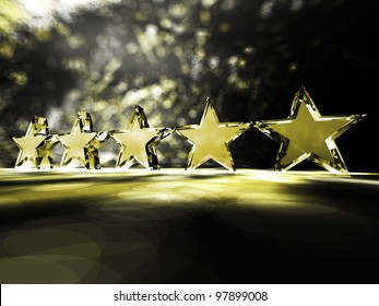 Five Gold Stars On A Colorful Background