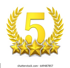 Five Golden Stars Badge Isolated 3d Stock Illustration 649487857 ...