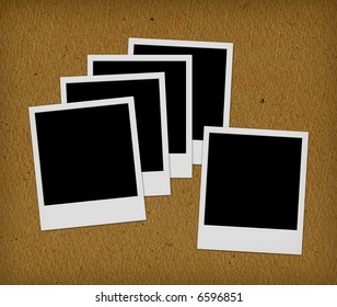 five instant photos on the brown background - Shutterstock ID 6596851