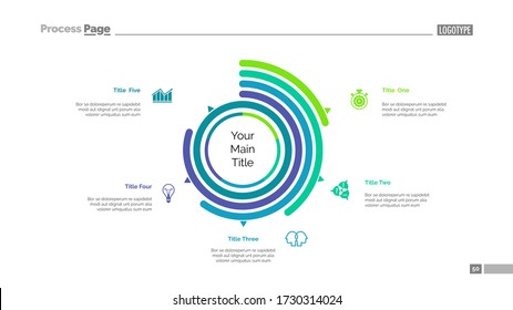 Five Options Doughnut Chart Slide Template Stock Illustration 