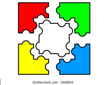 Five Pieces Of Puzzle That Fit Together