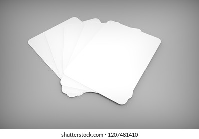 Five Poker Cards Mockup On Gray Desk. 3D Rendering