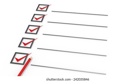 Five Red Check Marks Pencil Stock Illustration 242035846 | Shutterstock