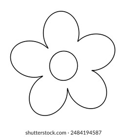 Five rounded petals, simple in shape.The drawing has a cartoon or graphic style.This image could be used in graphic design or educational materials emphasizing simplicity.