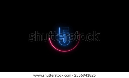 five seconds countdown neon glowing royal blue color 4k illustration on black background. loading magenta red color 4k illustration.