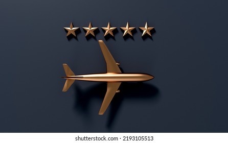 Five Star Luxury Air Travel Service Rating. Vip Passenger Experience. 3D Rendering. 3D Illustration