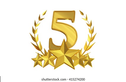 Five star rating, 3d Illustration