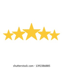 Five star rating. Golden stars. Customer product rating. Template design for web or mobile app.