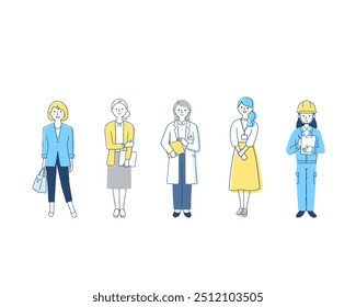 Five working women in various professions - Powered by Shutterstock