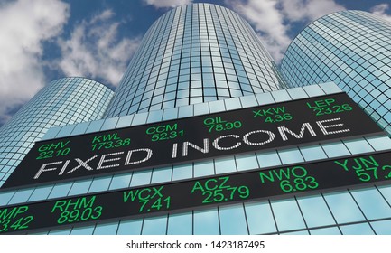 Fixed Income Funds Stock Market Industry Sector Wall Street Buildings 3d Illustration