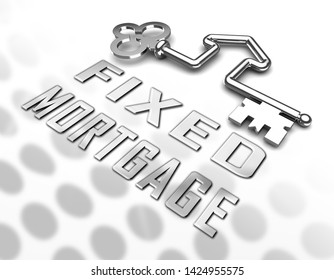 Fixed Mortgage Rate Key Shows Interest Repayment Not Variable. Monthly Loan Payment Amount Not Changing - 3d Illustration