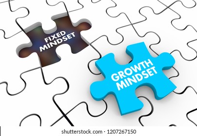 Fixed Vs Growth Mindset Puzzle Pieces 3d Illustration